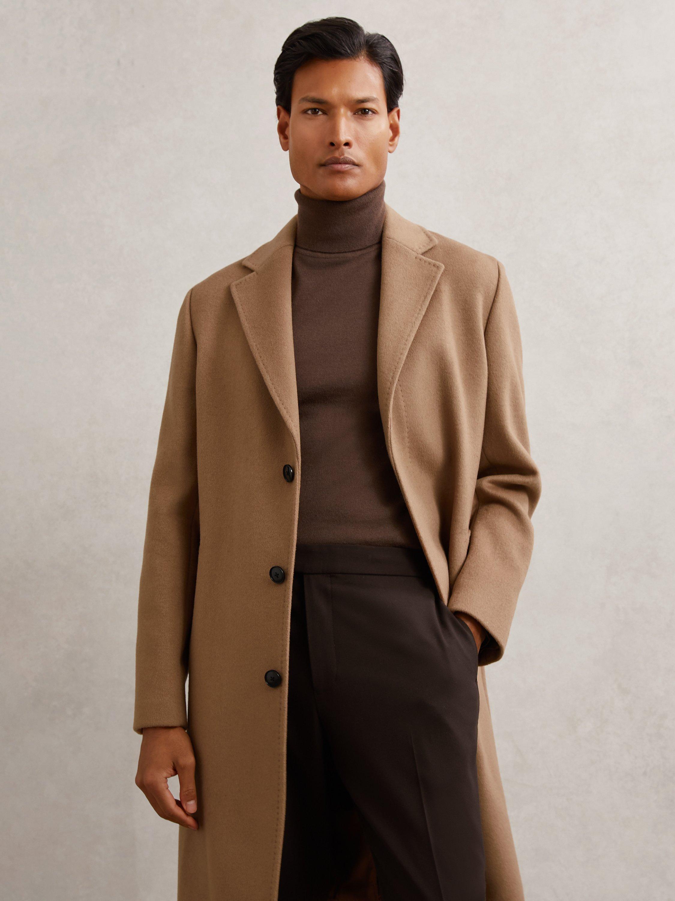 Product image 2 of 5, which shows Reiss Empire Wool Blend Overcoat, Camel, XS