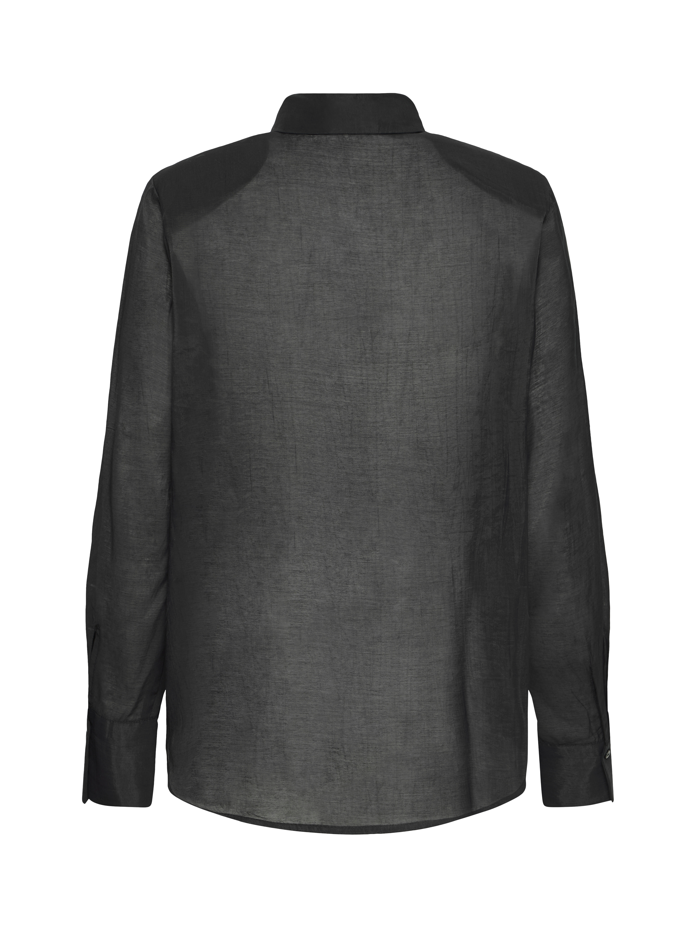 Product image 6 of 11, which shows ICHI Jilanto Semi Sheer Long Sleeve Collared Blouse , Black, 8