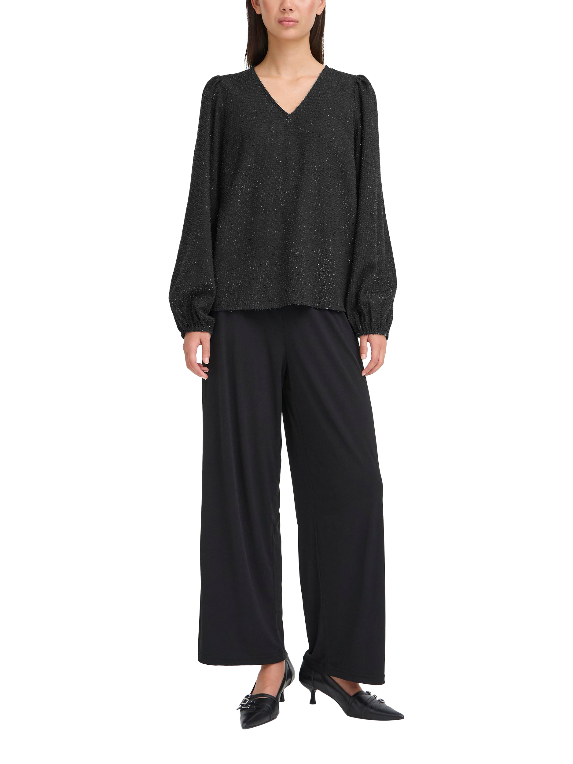 Product image 3 of 7, which shows ICHI Kavira Sparkle Top, Black, 8