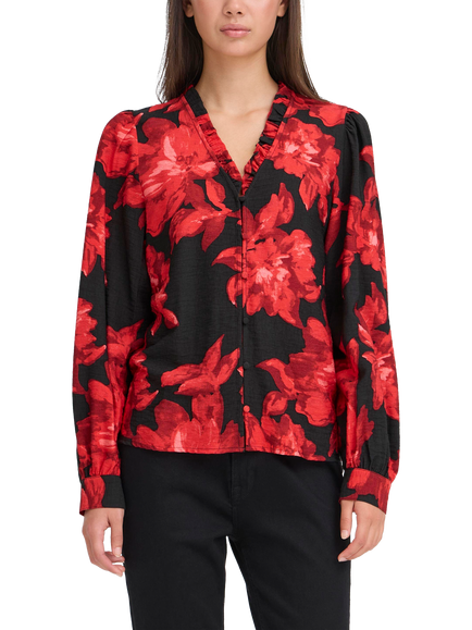 ICHI Lysine Floral Top, Red, Red