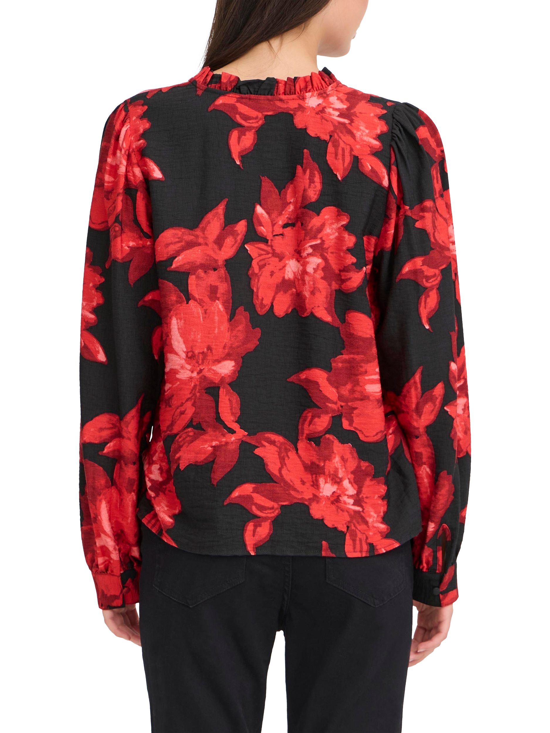 Product image 2 of 7, which shows ICHI Lysine Floral Top, Red, 8