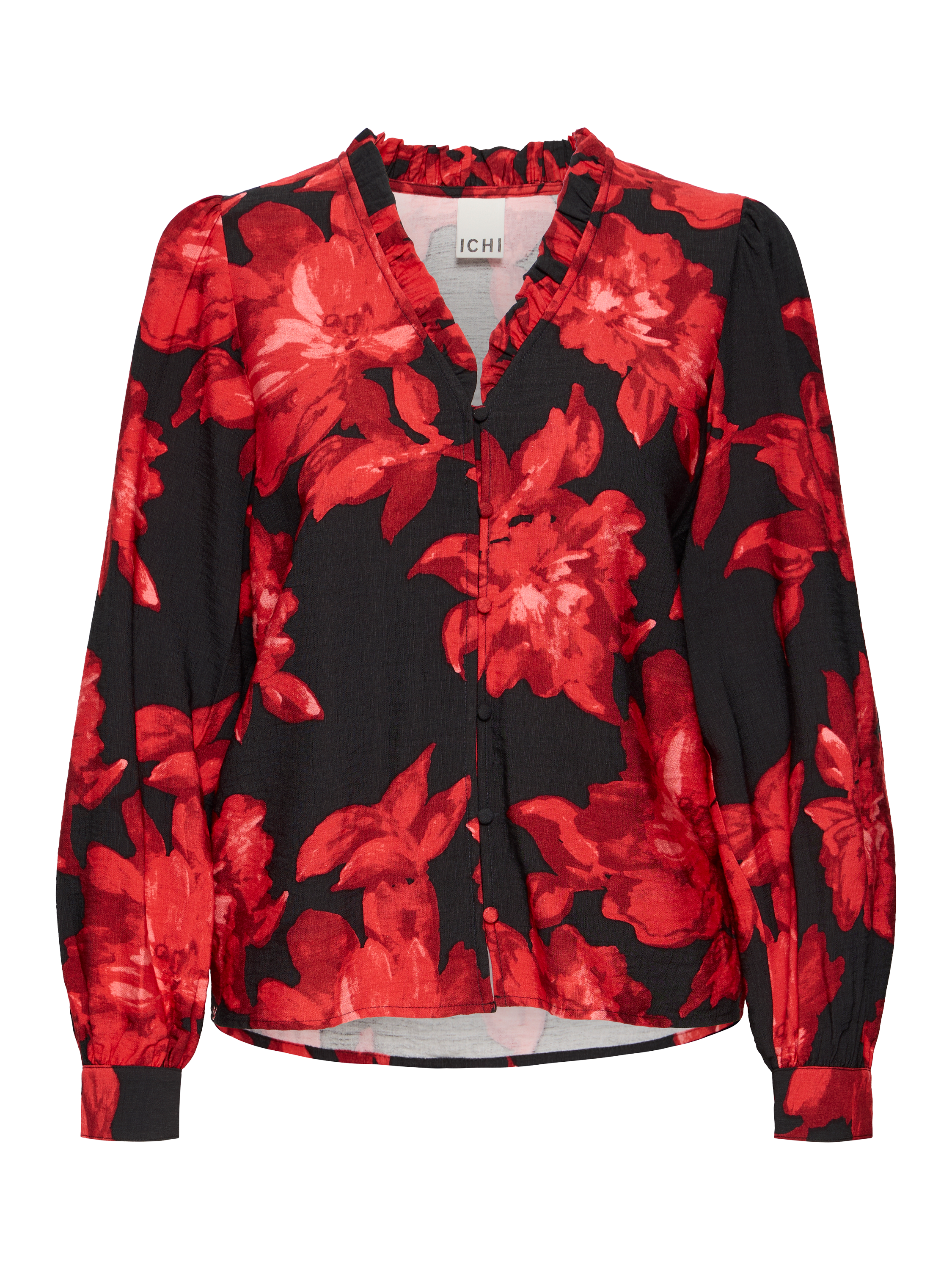Product image 5 of 7, which shows ICHI Lysine Floral Top, Red, 8