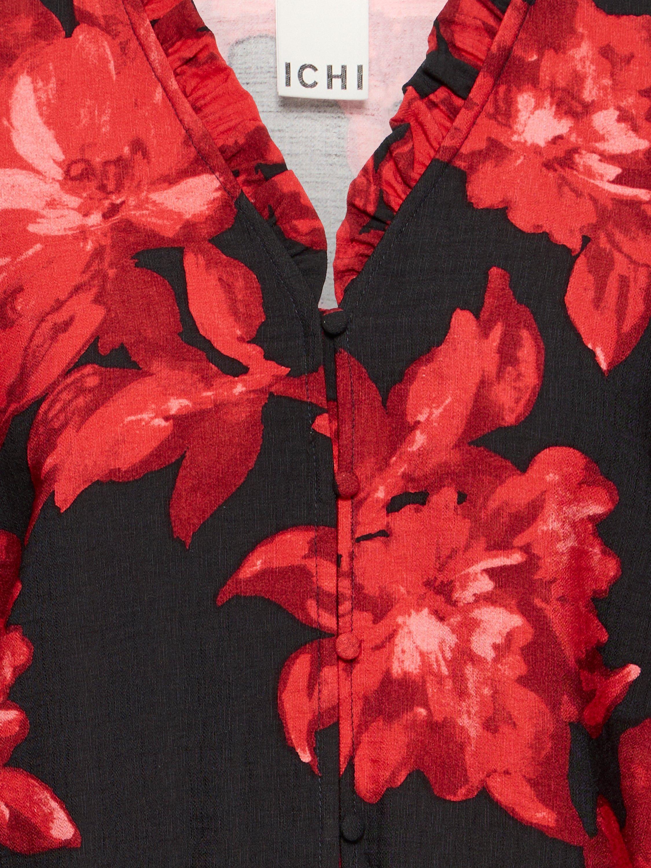 Product image 7 of 7, which shows ICHI Lysine Floral Top, Red, 8