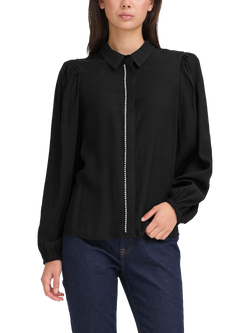 ICHI Rhinestone Detail Blouse, Black