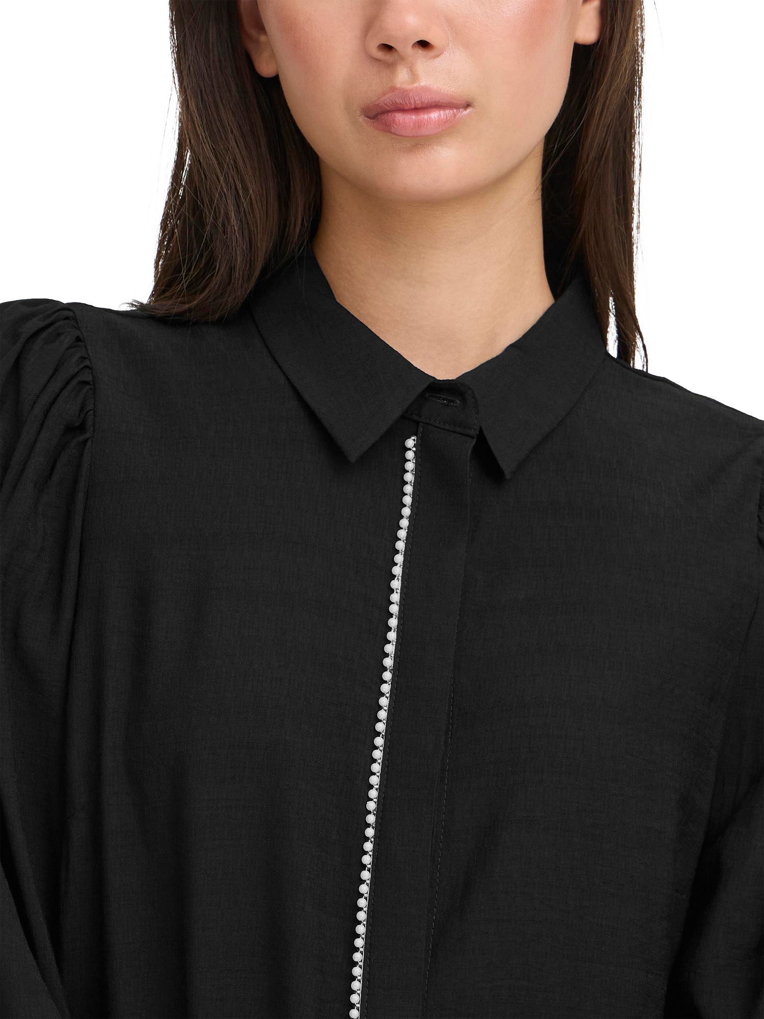 Product image 4 of 7, which shows ICHI Rhinestone Detail Blouse, Black, 8