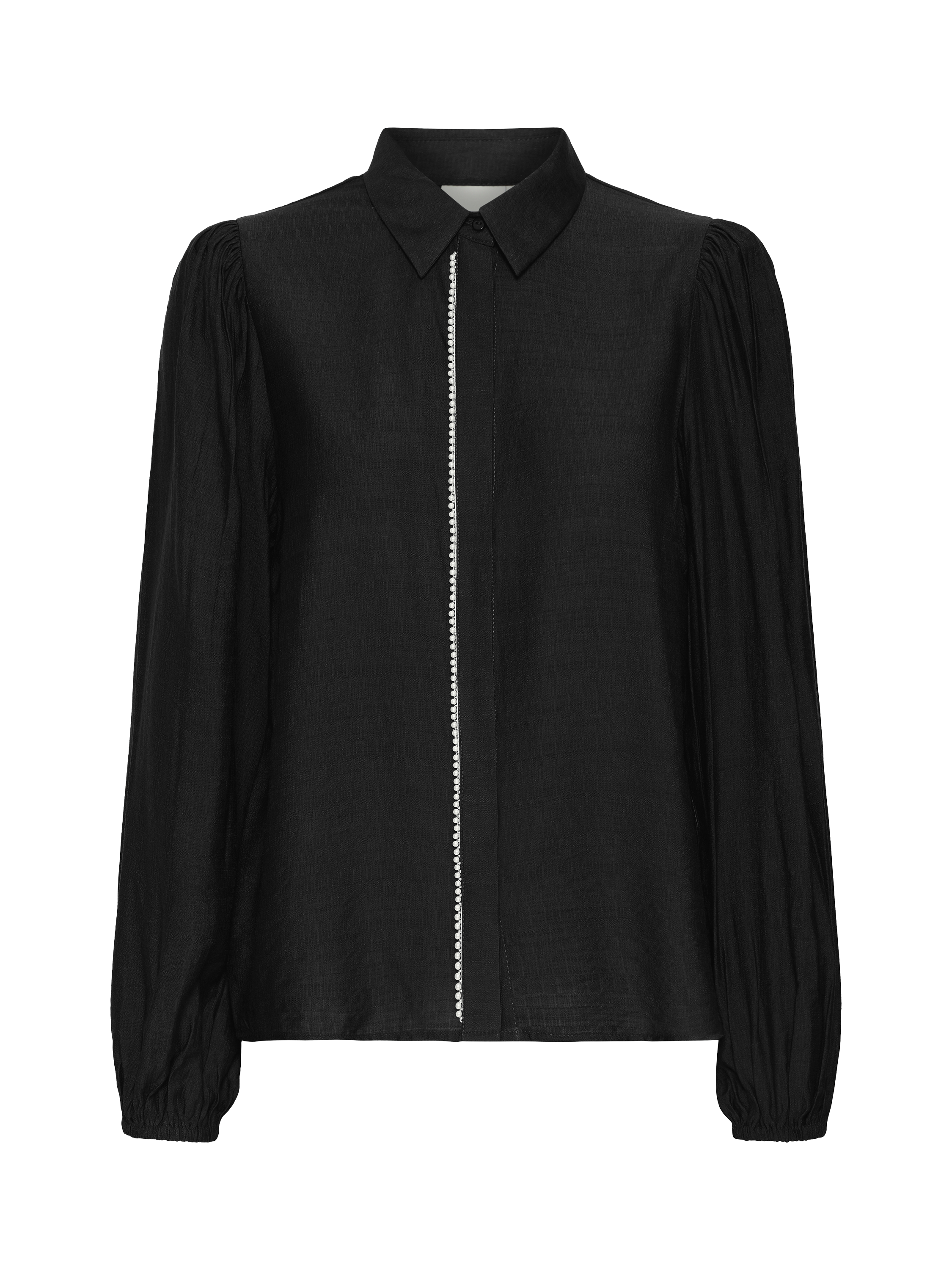 Product image 5 of 7, which shows ICHI Rhinestone Detail Blouse, Black, 8