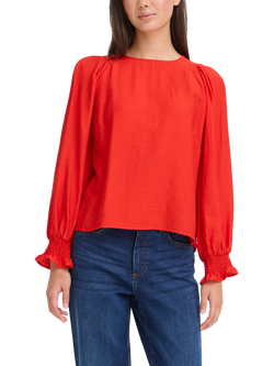 ICHI Wilma Crew Neck Blouse, Racing Red