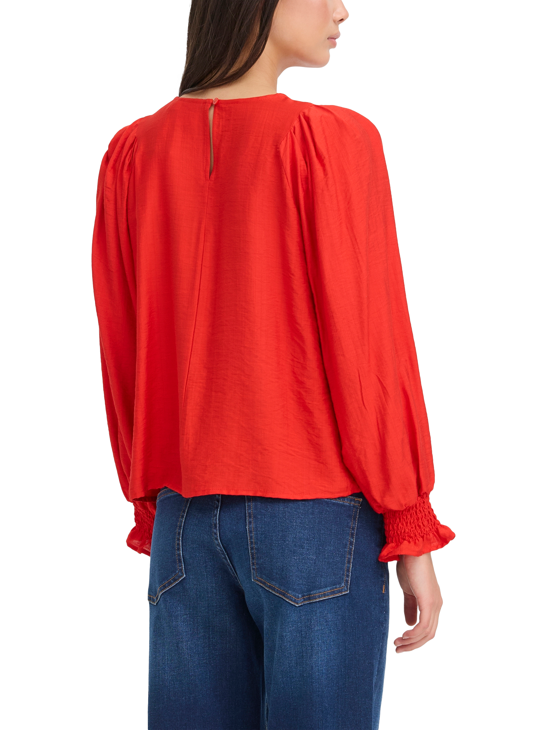 Product image 2 of 7, which shows ICHI Wilma Crew Neck Blouse , Racing Red, 8