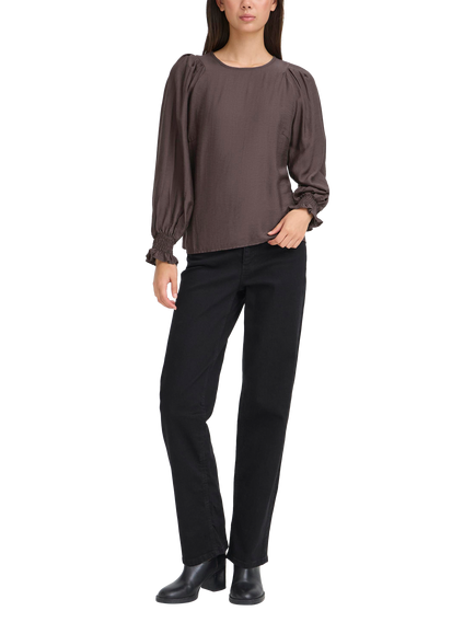 ICHI Wilma Crew Neck Blouse, Shale