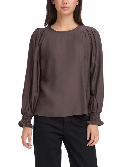 ICHI Wilma Crew Neck Blouse - view 2, Shale