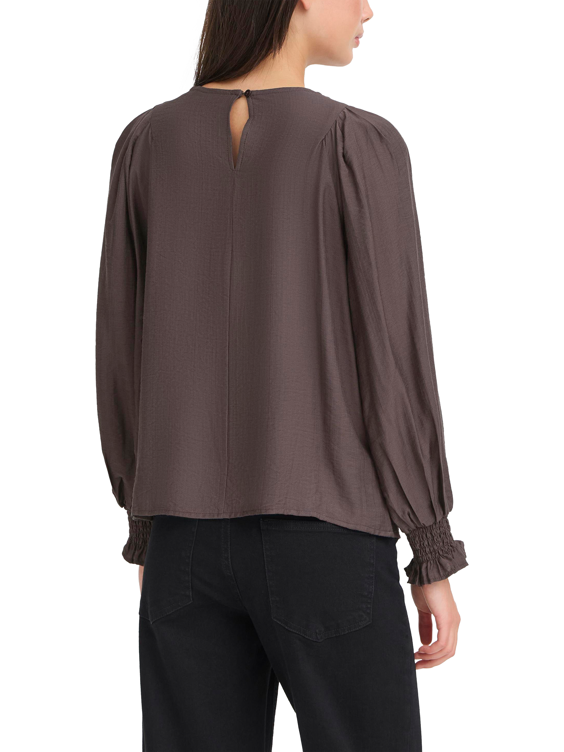 Product image 4 of 7, which shows ICHI Wilma Crew Neck Blouse , Shale, 8