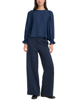 ICHI Wilma Crew Neck Blouse, Total Eclipse