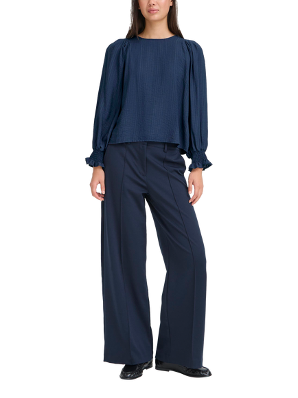 ICHI Wilma Crew Neck Blouse, Total Eclipse