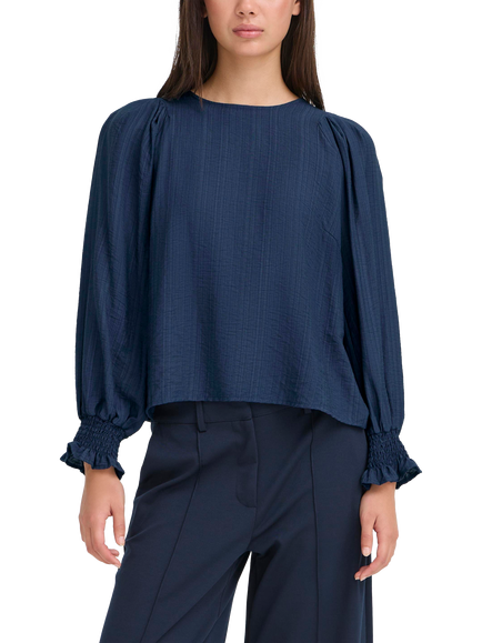 ICHI Wilma Crew Neck Blouse - view 2, Total Eclipse