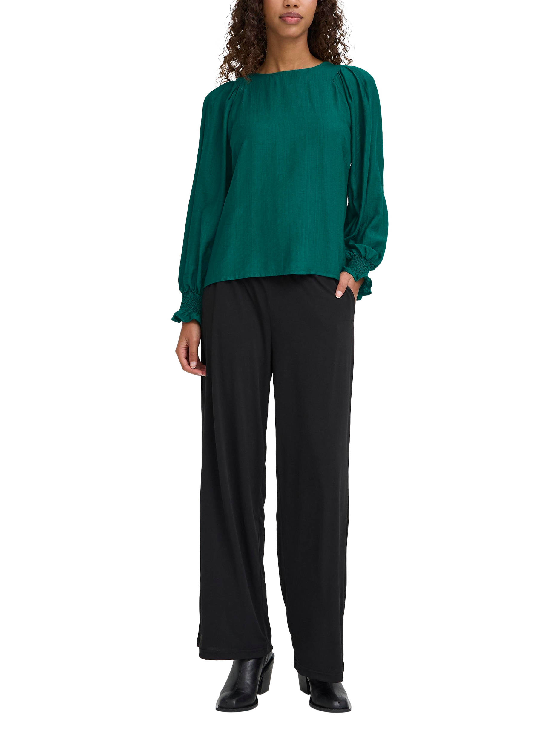 Product image 3 of 7, which shows ICHI Wilma Crew Neck Blouse , Ponderosa Pine, 8