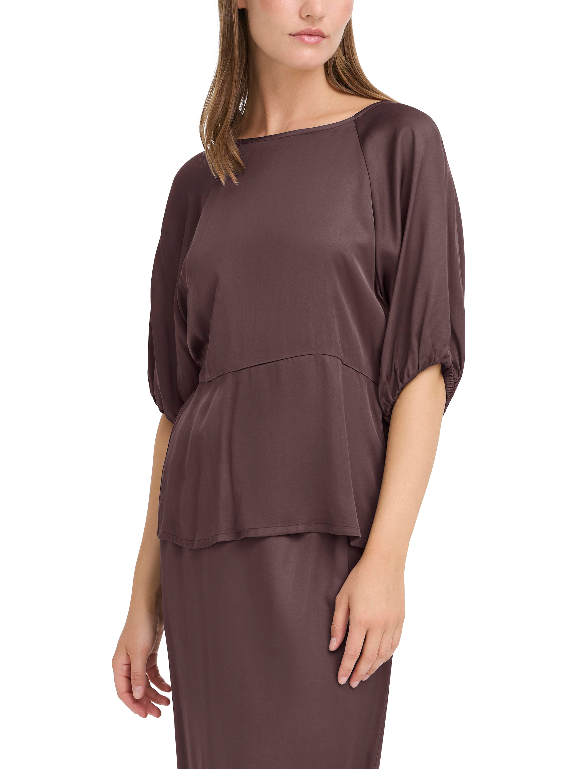 Product image 1 of 7, which shows ICHI Zilna 3/4 Length Round Neck Blouse , Shale, 8