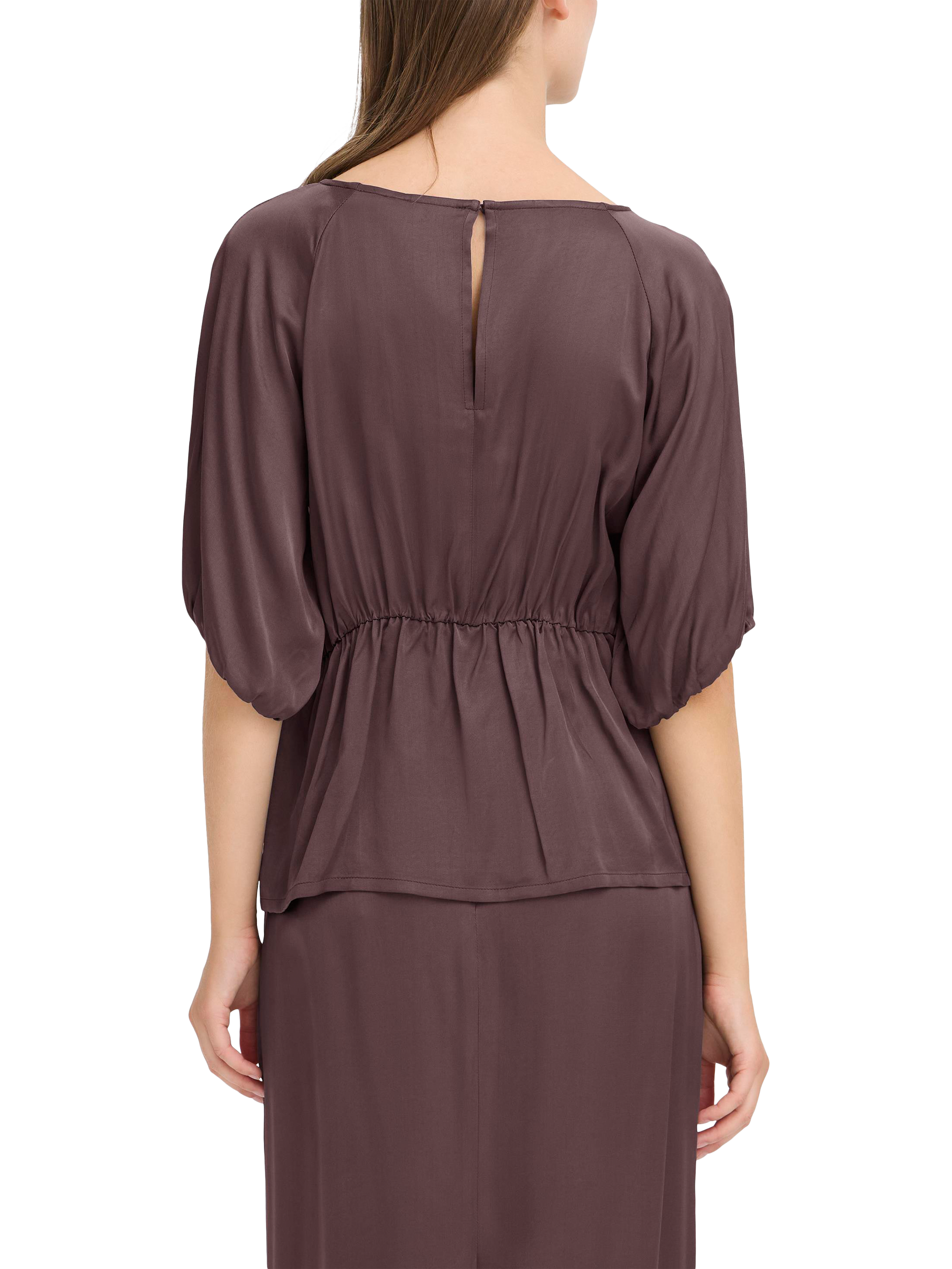 Product image 2 of 7, which shows ICHI Zilna 3/4 Length Round Neck Blouse , Shale, 8