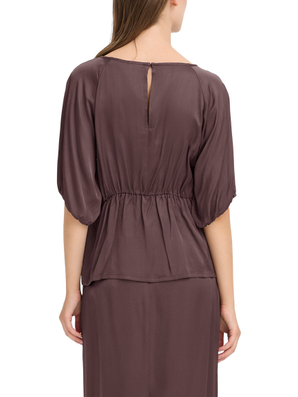 ICHI Zilna 3/4 Length Round Neck Blouse - view 2, Shale