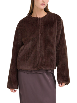 ICHI Cikora Faux Fur Jacket, Shale, Shale