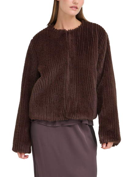 ICHI Cikora Faux Fur Jacket, Shale, Shale