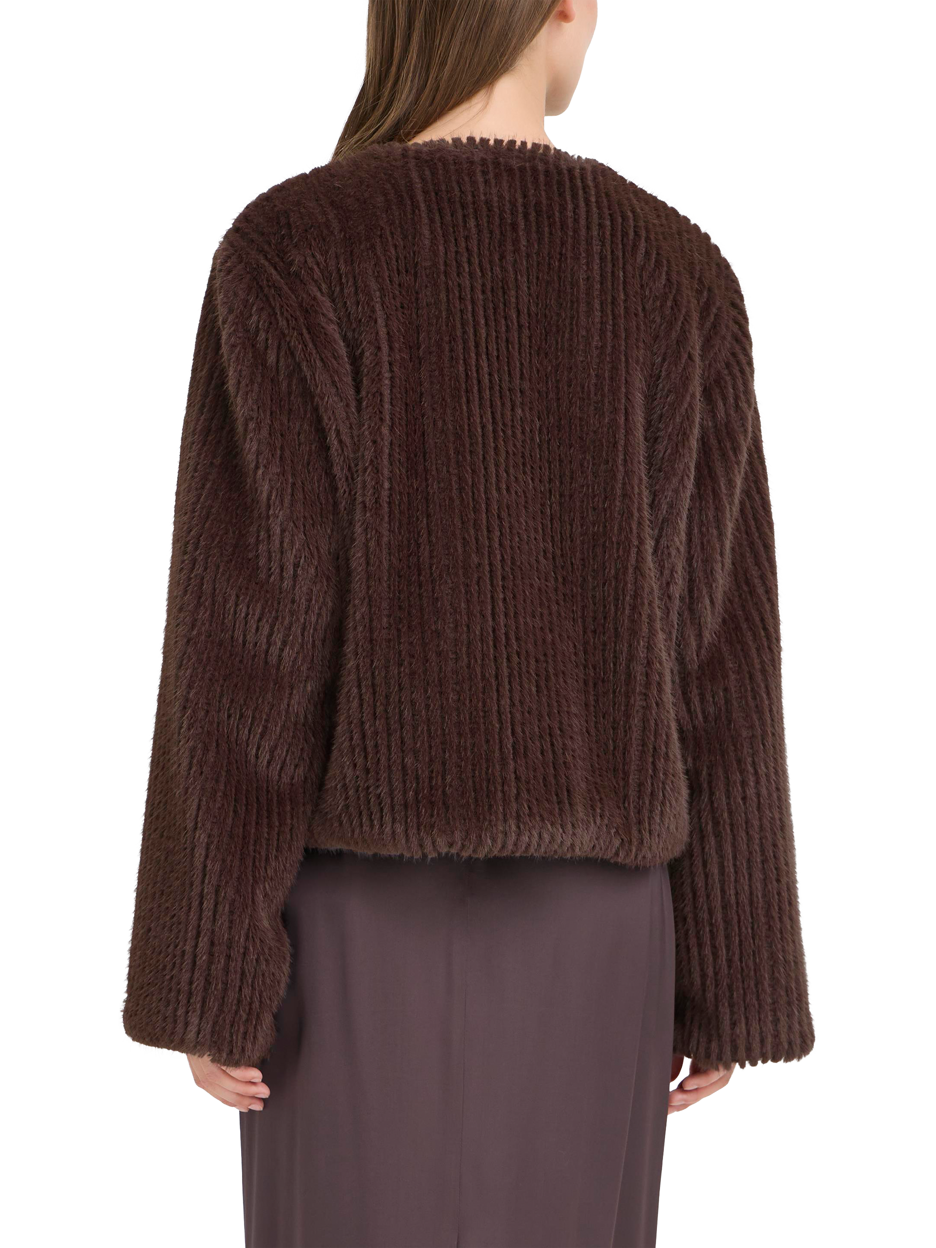 Product image 2 of 7, which shows ICHI Cikora Faux Fur Jacket, Shale, 8