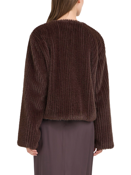 ICHI Cikora Faux Fur Jacket, Shale - view 2, Shale