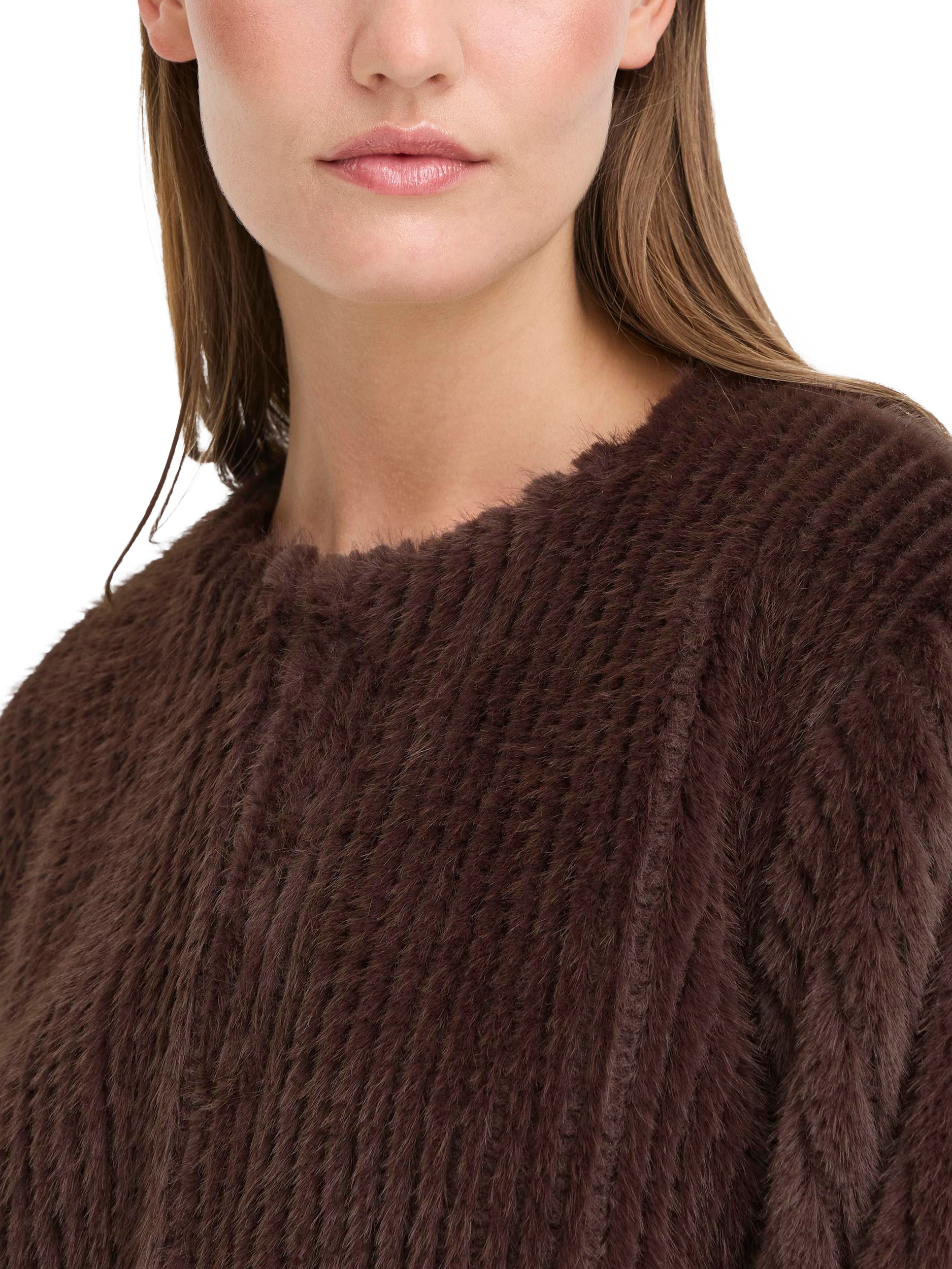 Product image 4 of 7, which shows ICHI Cikora Faux Fur Jacket, Shale, 8