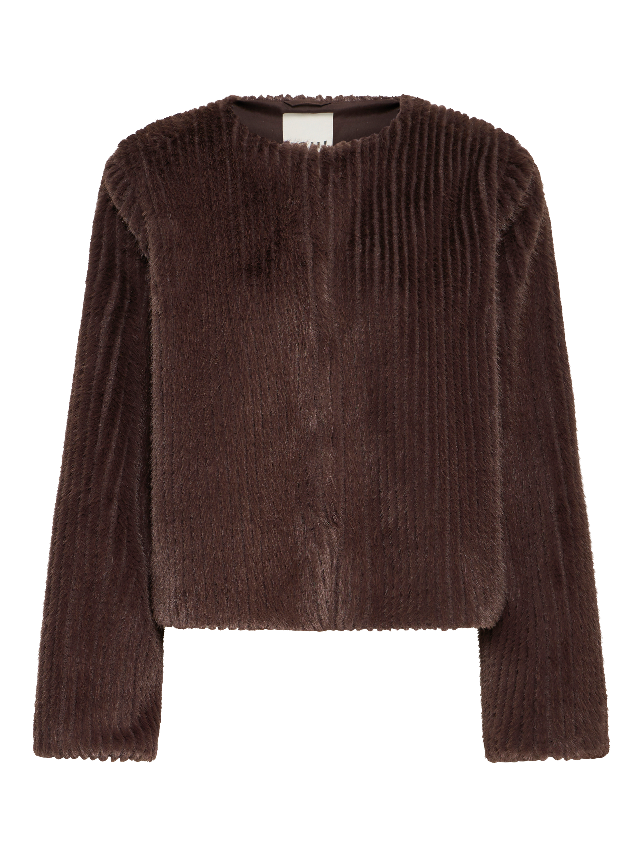 Product image 5 of 7, which shows ICHI Cikora Faux Fur Jacket, Shale, 8