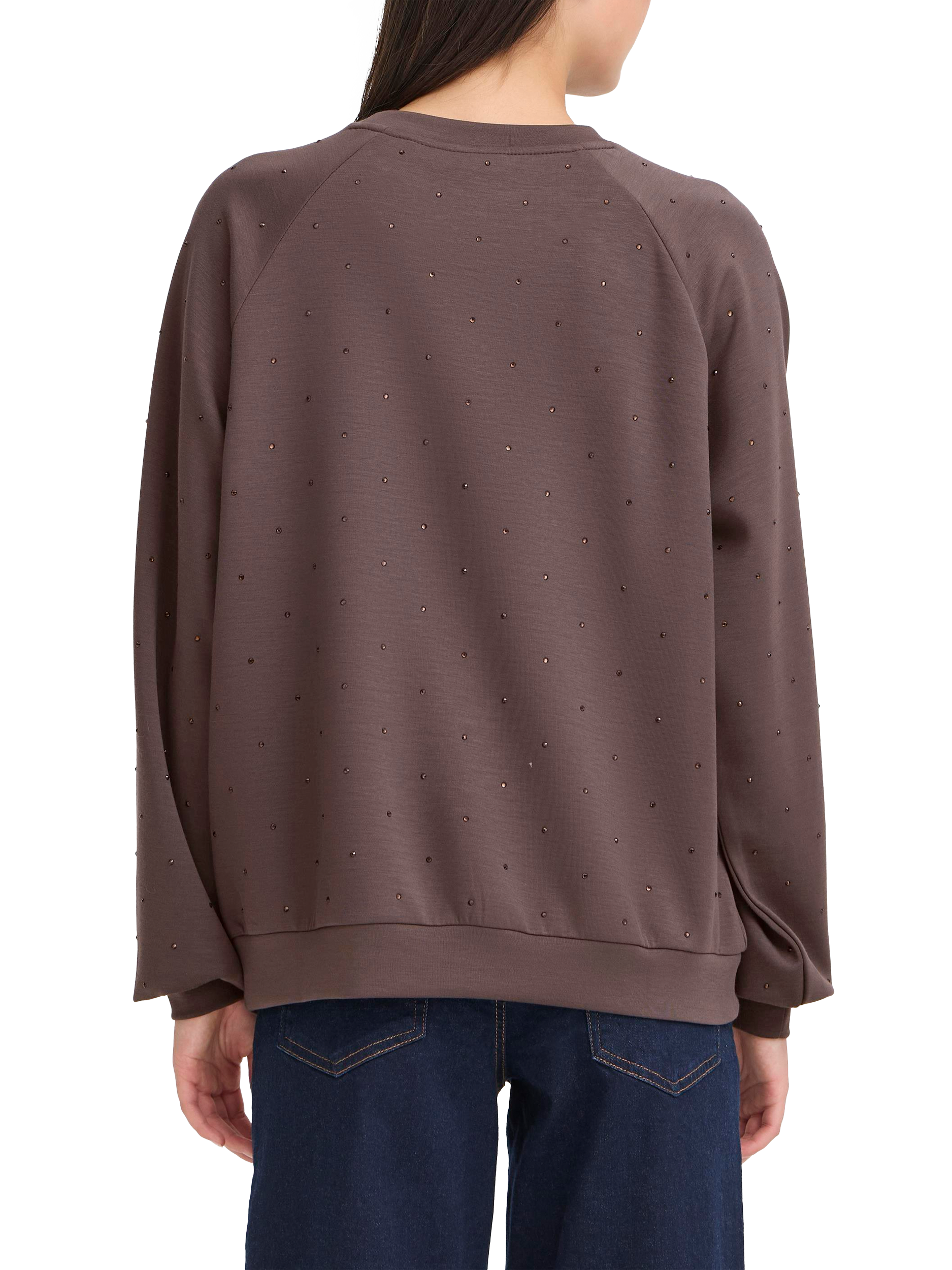 Product image 2 of 7, which shows ICHI Amias Embellished Sweatshirt, Shale, XS