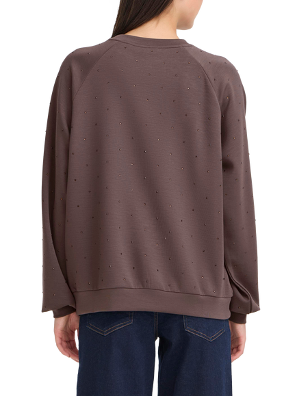 ICHI Amias Embellished Sweatshirt, Shale - view 2, Shale