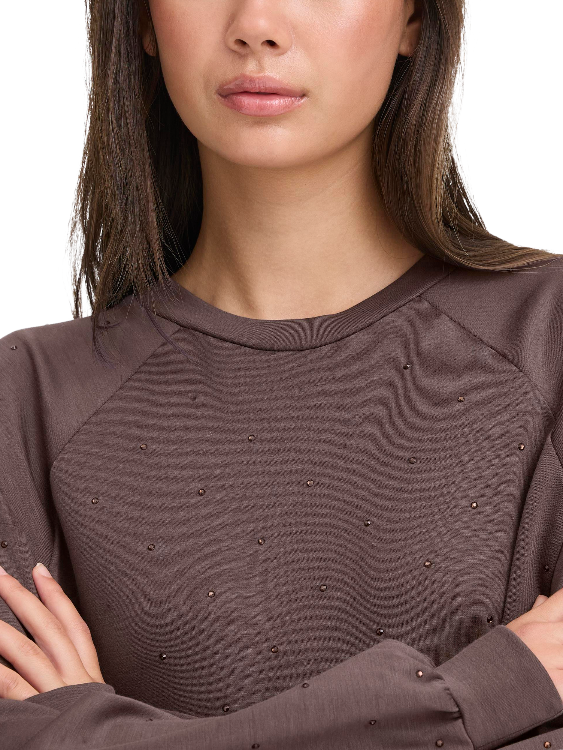 Product image 4 of 7, which shows ICHI Amias Embellished Sweatshirt, Shale, XS