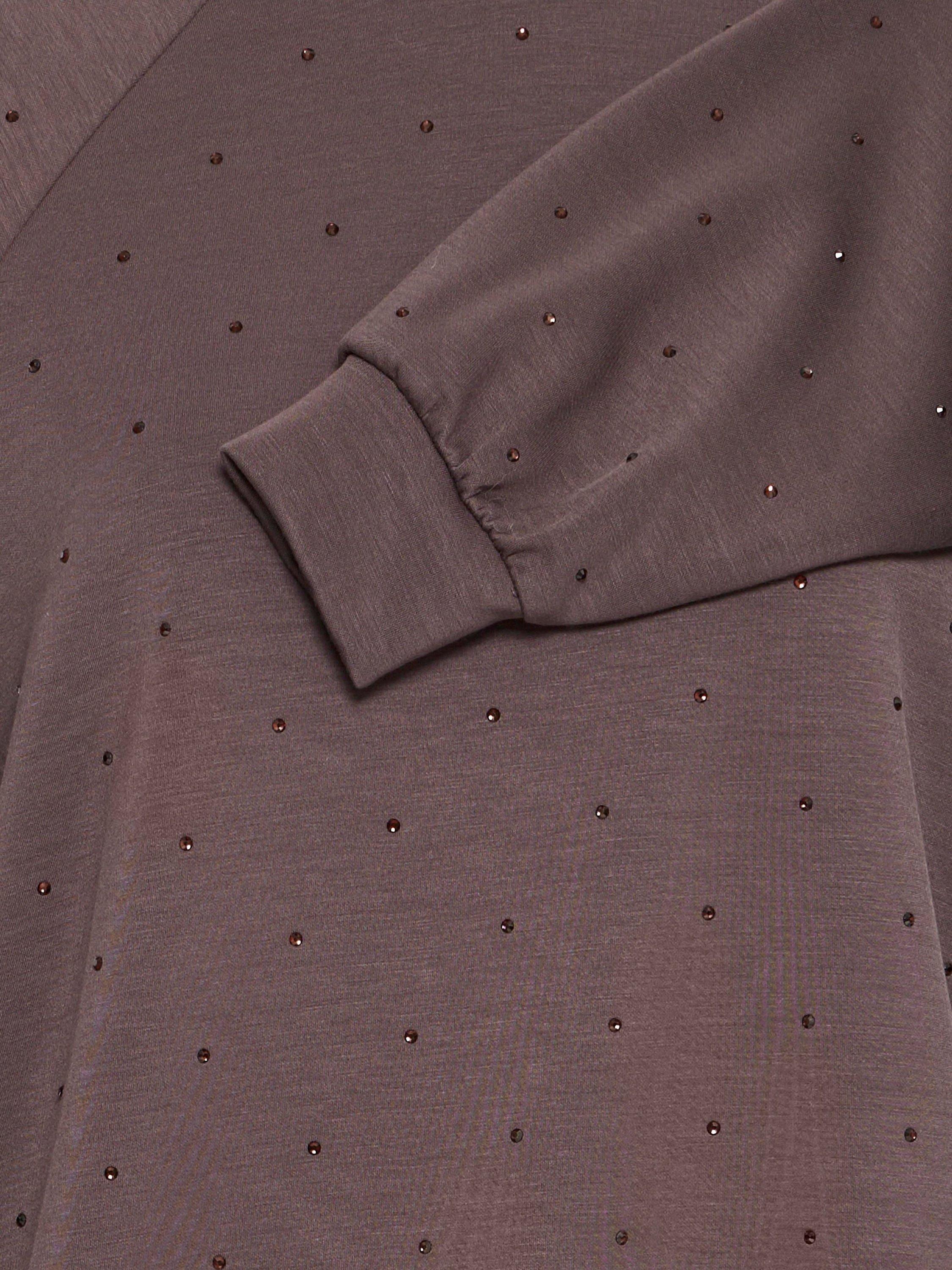 Product image 7 of 7, which shows ICHI Amias Embellished Sweatshirt, Shale, XS