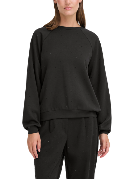 ICHI Amias Embellished Sweatshirt, Black, Black