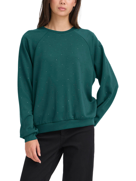 ICHI Amias Embellished Sweatshirt, Ponderosa Pine - view 2, Ponderosa Pine