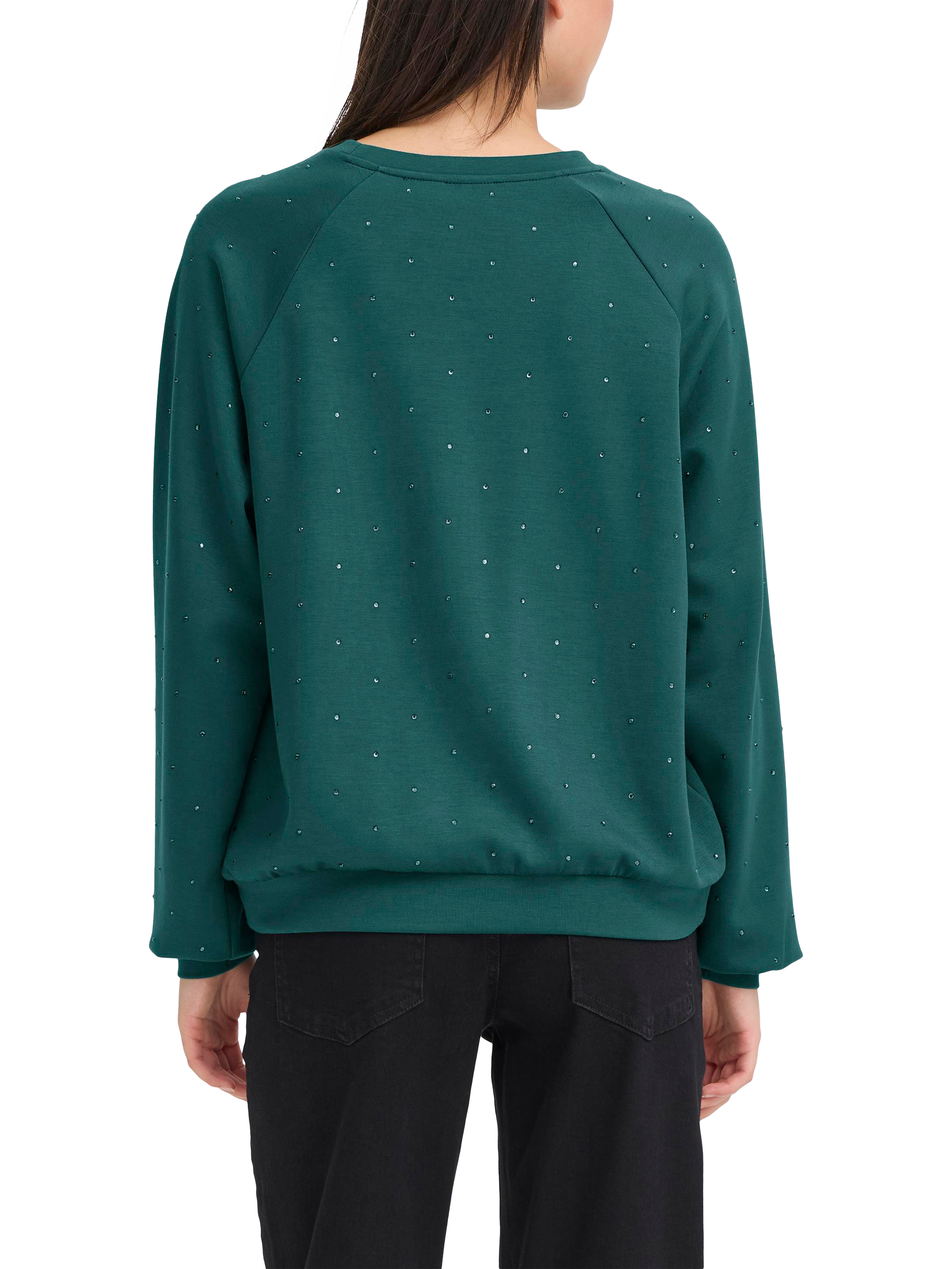 Product image 4 of 6, which shows ICHI Amias Embellished Sweatshirt, Ponderosa Pine, XS