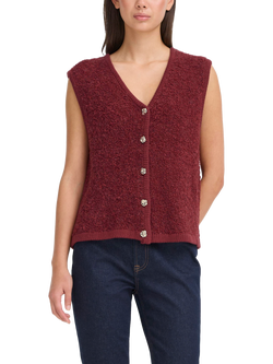 ICHI Blarisa Teddy Knit Waistcoat, Biking Red, Biking Red