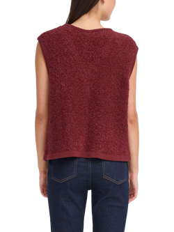 ICHI Blarisa Teddy Knit Waistcoat, Biking Red - view 2, Biking Red