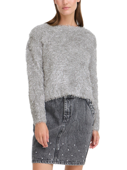 ICHI Blizi Eyelash Knit Sparkle Jumper, Silver, Silver