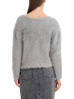 ICHI Blizi Eyelash Knit Sparkle Jumper, Silver - view 2, Silver