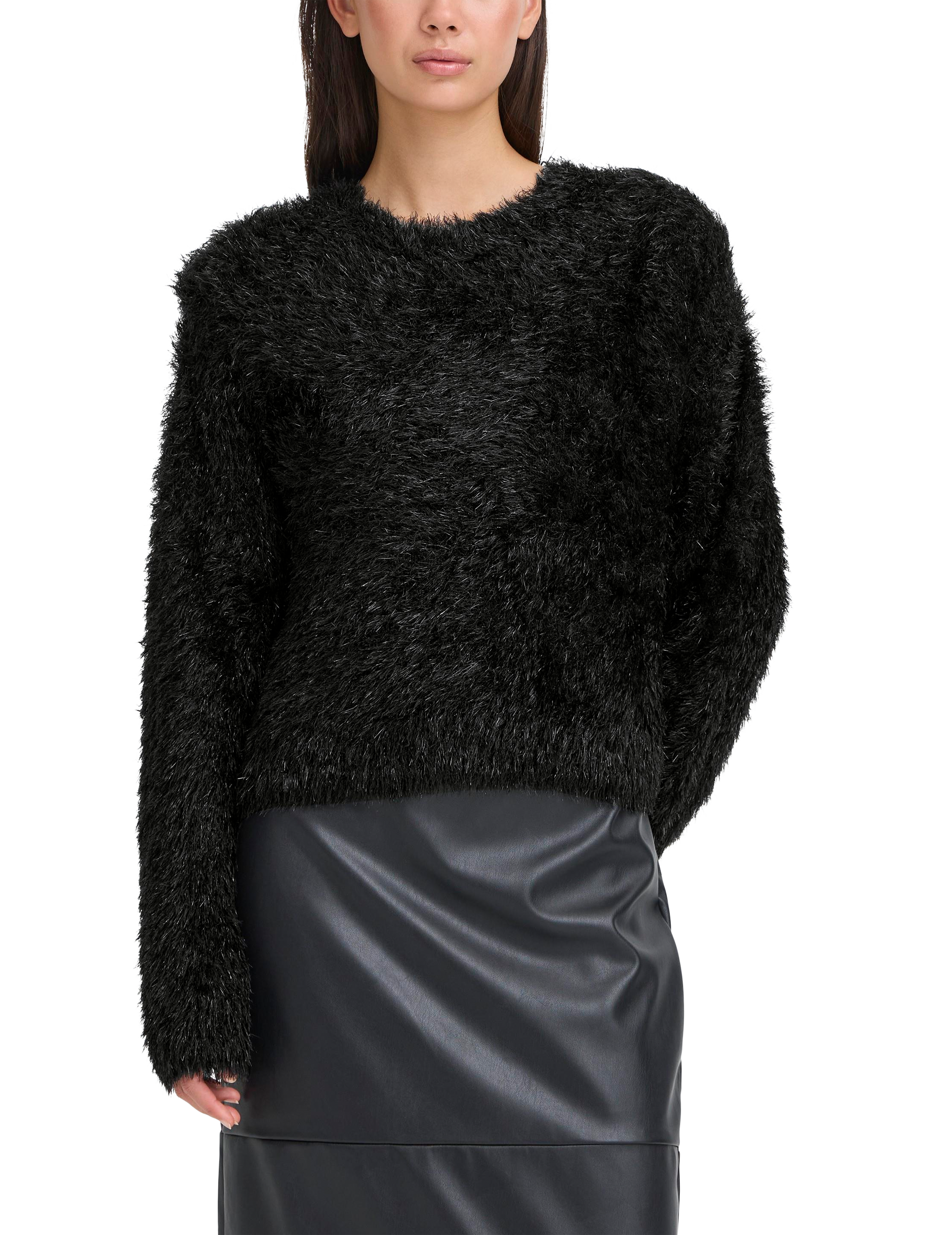 Product image 1 of 6, which shows ICHI Blizi Eyelash Knit Sparkle Jumper, Black, XS