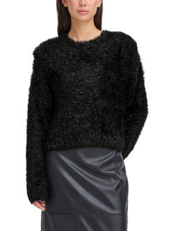 ICHI Blizi Eyelash Knit Sparkle Jumper, Black, Black