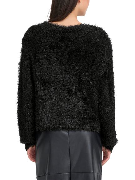 ICHI Blizi Eyelash Knit Sparkle Jumper, Black - view 2, Black