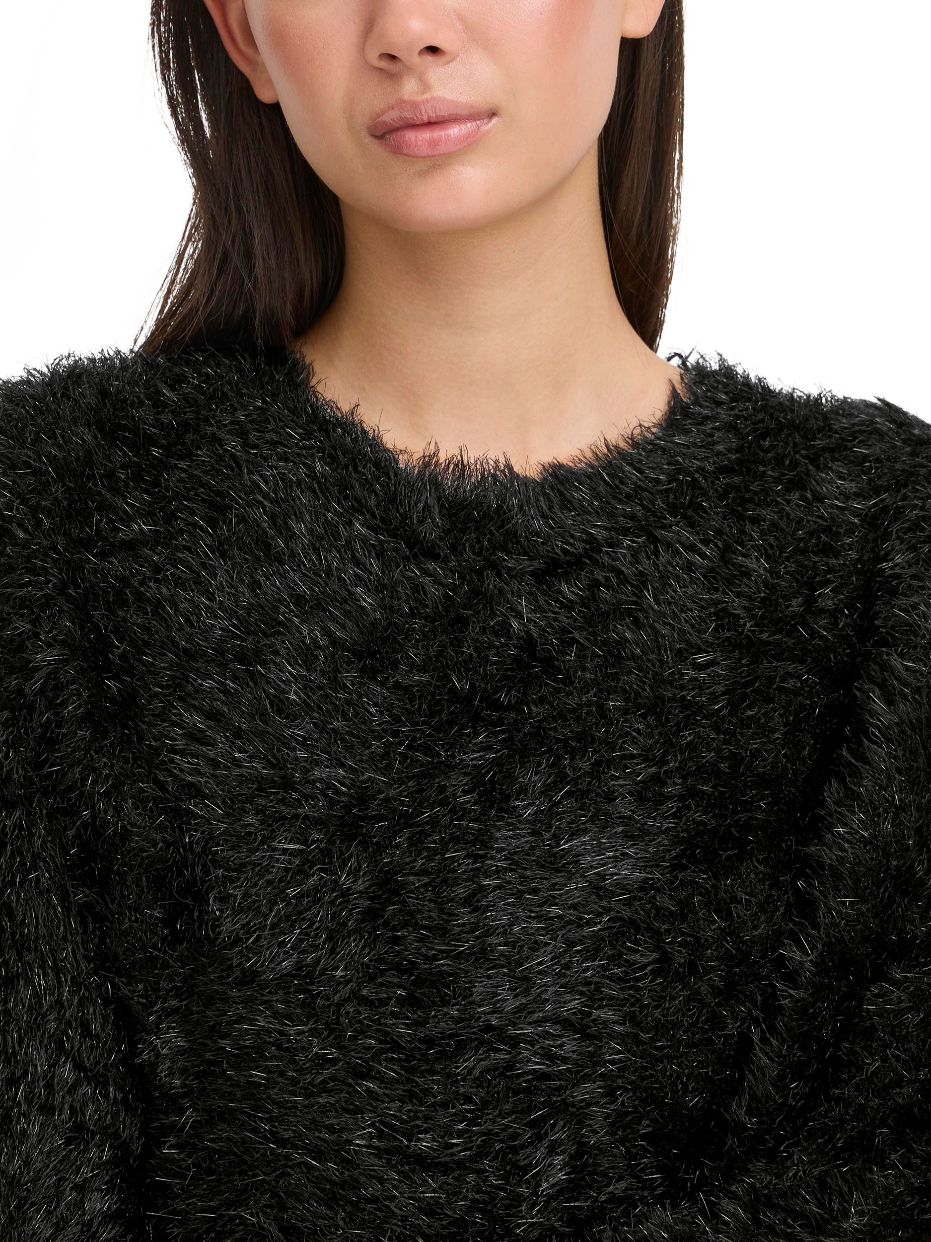 Product image 4 of 6, which shows ICHI Blizi Eyelash Knit Sparkle Jumper, Black, XS