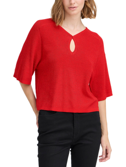 ICHI Cody Shimmer Knit Jumper, Racing Red