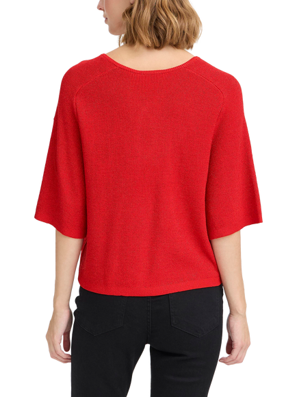 ICHI Cody Shimmer Knit Jumper - view 2, Racing Red