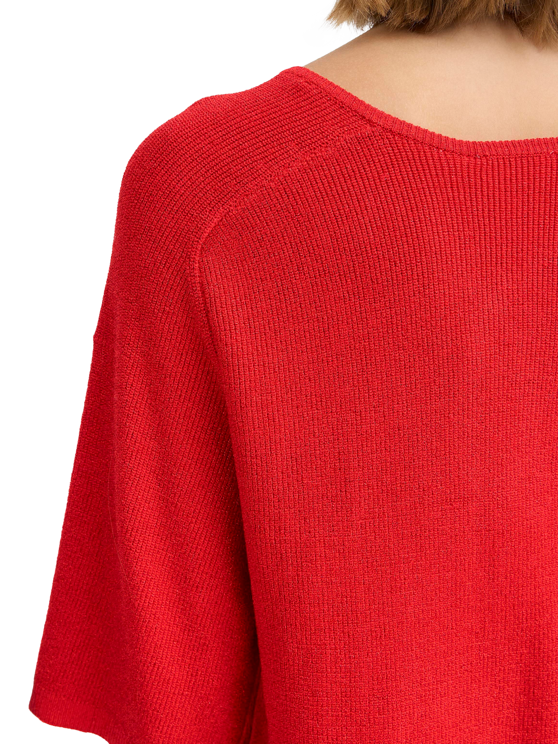 Product image 4 of 7, which shows ICHI Cody Shimmer Knit Jumper, Racing Red, XS