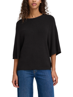 ICHI Cody Shimmer Knit Jumper, Black