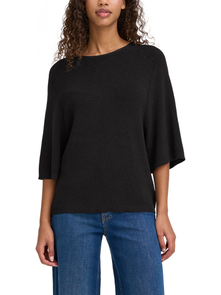 ICHI Cody Shimmer Knit Jumper, Black