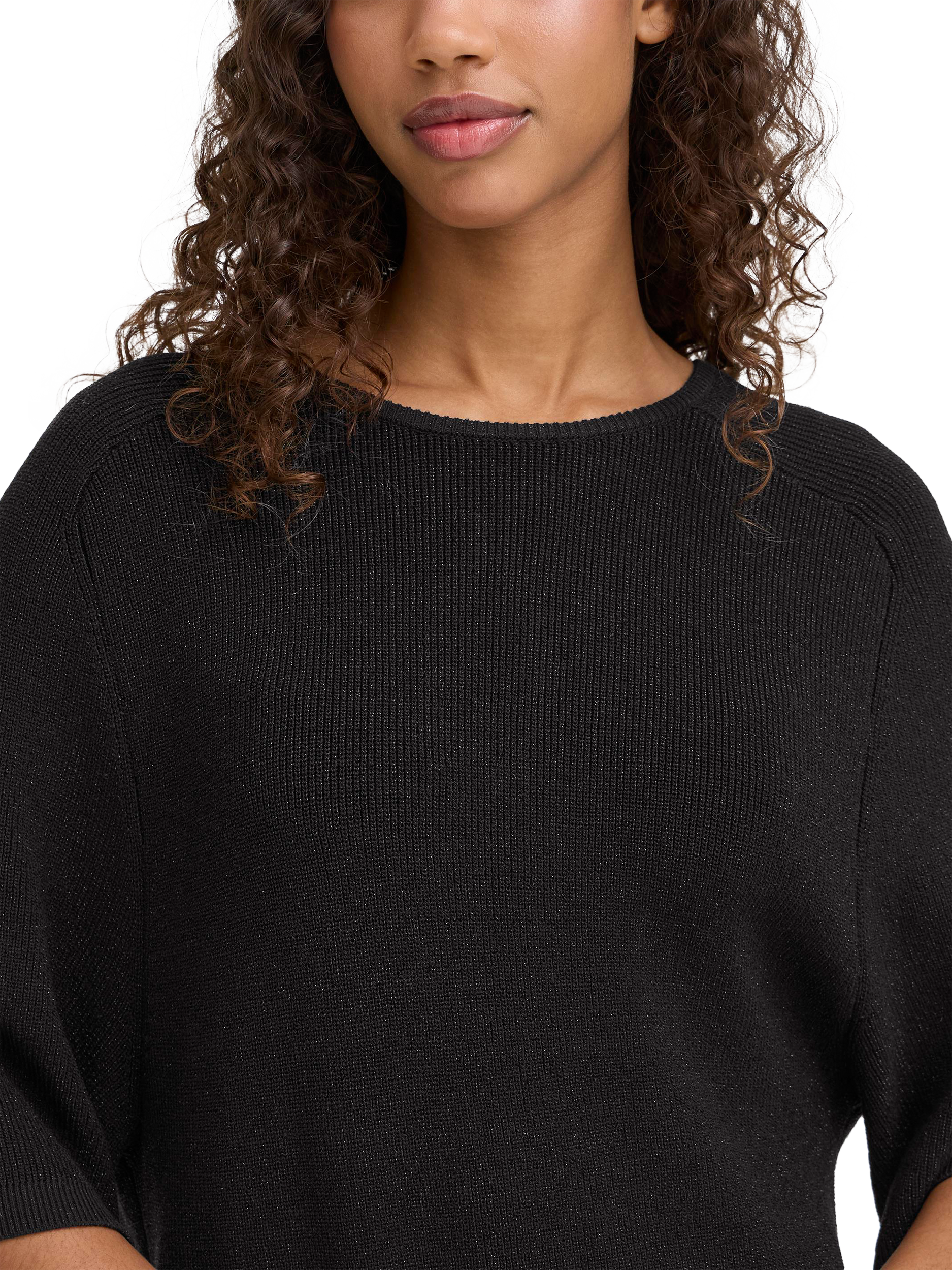 Product image 4 of 7, which shows ICHI Cody Shimmer Knit Jumper, Black, XS