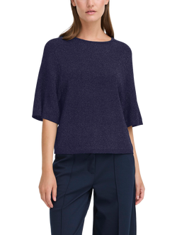 ICHI Cody Shimmer Knit Jumper, Total Eclipse